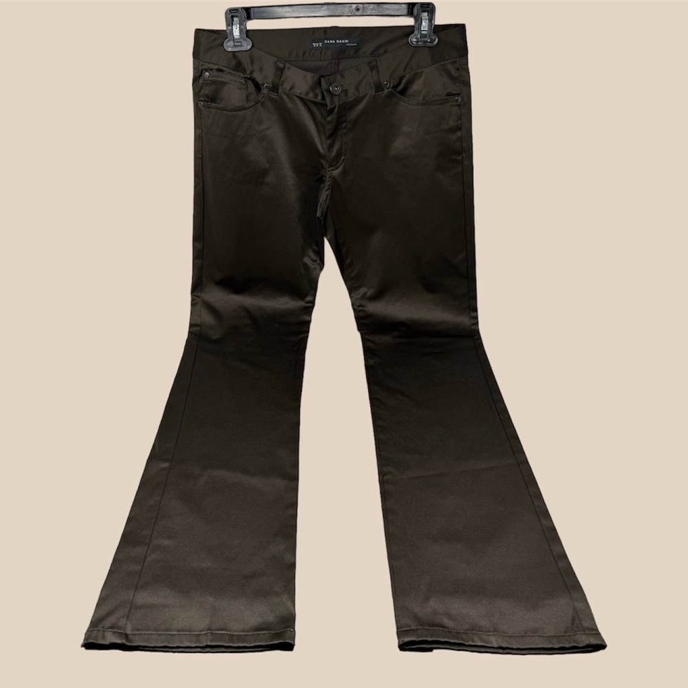 🛍️SALE🛍️ Zara Basic Satin Jeans / Pants / Trousers (Brown) - Picture 3 of 16